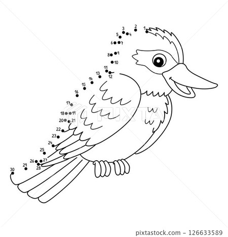 Dot to Dot Kookaburra Australian Animal Isolated  Dot to Dot Kookaburra Australian Animal Isolated  126633589
