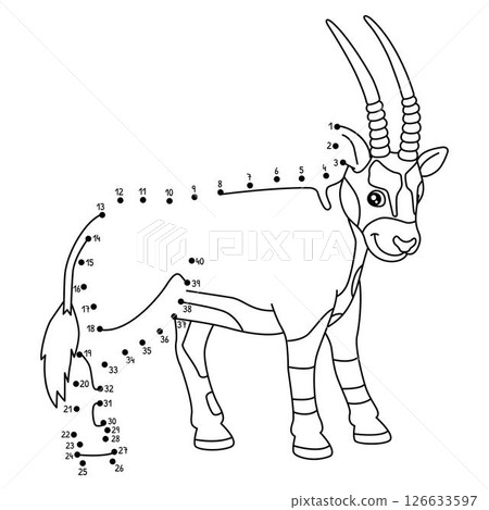 Dot to Dot Oryx African Animal Isolated Coloring Dot to Dot Oryx African Animal Isolated Coloring 126633597