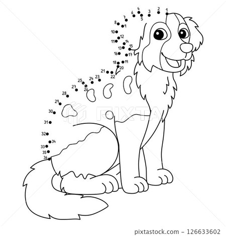 Dot to Dot Australian Shepherd Dog Animal Isolated Dot to Dot Australian Shepherd Dog Animal Isolated 126633602