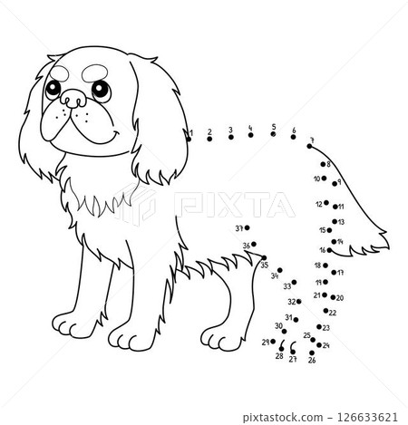 Dot to Dot King Charles Spaniel Animal Isolated Dot to Dot King Charles Spaniel Animal Isolated 126633621