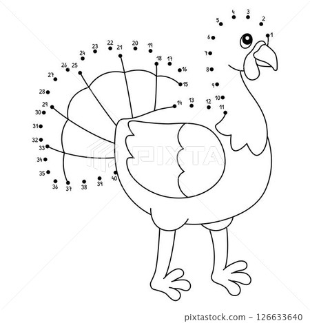 Dot to Dot Thanksgiving Turkey Isolated Coloring Dot to Dot Thanksgiving Turkey Isolated Coloring 126633640