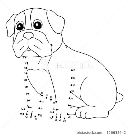 Dot to Dot Bulldog Dog Animal Isolated Coloring Dot to Dot Bulldog Dog Animal Isolated Coloring 126633642