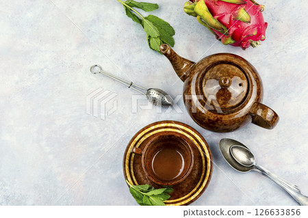 Fruit tea with dragon fruit or pitahaya. Fruit tea with dragon fruit or pitahaya. 126633856