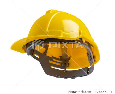 Yellow safety construction helmet isolated on white background 126633925