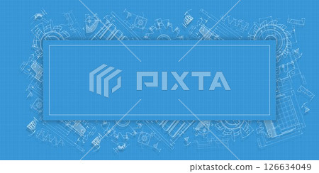 Mechanical engineering drawings on blue background. Cutting tools, milling cutter. Technical Design. Cover. Blueprint. Vector illustration. Mechanical engineering drawings on blue background. Cutting tools, milling cutter. Technical Design. Cover. Blueprint. Vector illustration. 126634049