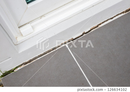 cracked concrete floor of the house cracked concrete floor of the house 126634102