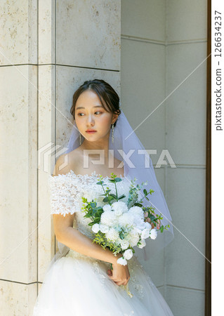 Wedding dress young lady 126634237