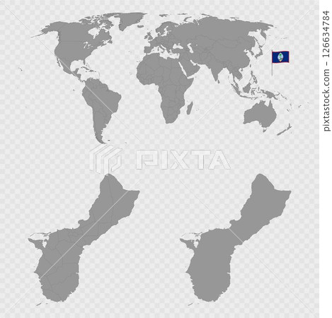 Guam Map Set with World Location. 126634784
