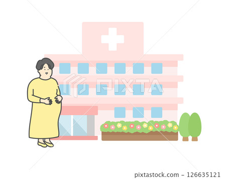 婦產科大樓孕婦插畫 126635121