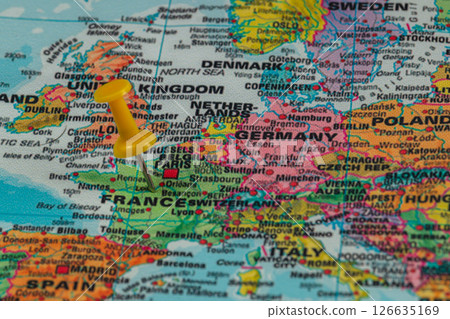 Locating spots on a vibrant European country map Locating spots on a vibrant European country map 126635169