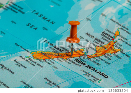 Pinpointing a location on the map of New Zealand Pinpointing a location on the map of New Zealand 126635204