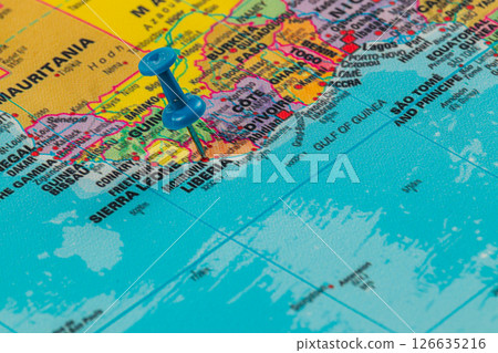 Map highlighting coastal West Africa including Guinea and Liberia Map highlighting coastal West Africa including Guinea and Liberia 126635216