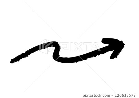 波浪形的手繪箭頭，畫筆，黑色，向量 126635572