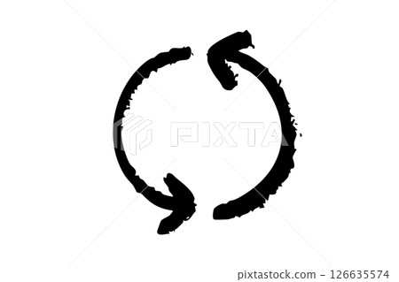 Handwritten rotating arrow reload icon brush black vector 126635574