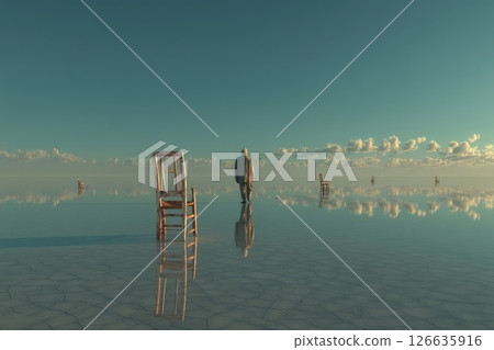 Solitude moment: empty silence, quiet space, inner void, personal distance, absent touch, mental echo, social gap, emotional shadow, single figure, isolated mood, private time, thoughtful pause 126635916
