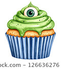 watercolor style Halloween desserts, featuring cupcakes, donuts, candy, parfaits, and more all with transparent backgrounds. Perfect for seasonal designs, stickers, scrapbooks, and party invitations 126636276