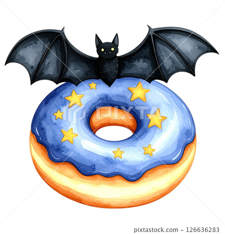 watercolor style Halloween desserts, featuring cupcakes, donuts, candy, parfaits, and more all with transparent backgrounds. Perfect for seasonal designs, stickers, scrapbooks, and party invitations 126636283
