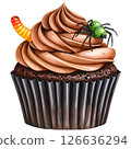 watercolor style Halloween desserts, featuring cupcakes, donuts, candy, parfaits, and more all with transparent backgrounds. Perfect for seasonal designs, stickers, scrapbooks, and party invitations 126636294