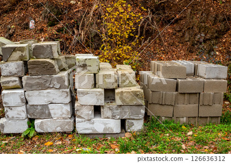 Construction materials concrete blocks 126636312