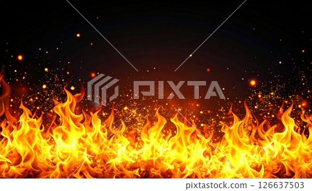 A pillar of flames burning fiercely 126637503