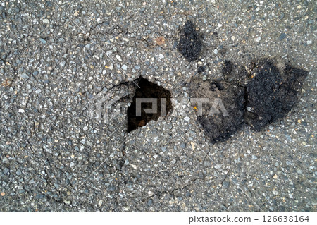 Hole in the asphalt road 126638164