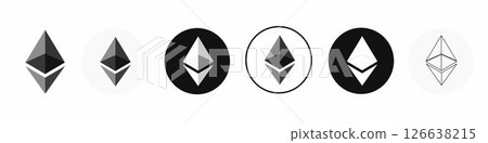 Ethereum. Flat, color, ethereum cryptocurrency. ETH. Editorial vector illustration Ethereum. Flat, color, ethereum cryptocurrency. ETH. Editorial vector illustration 126638215