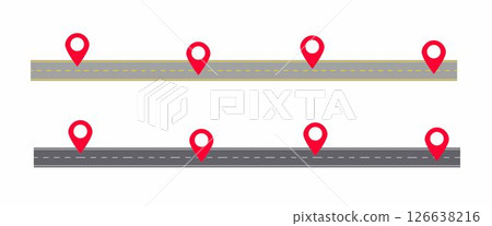 Abstract asphalt road infographic on a white background. Perfect for way location, highway, direction, transportation, and timeline concepts. Abstract asphalt road infographic on a white background. Perfect for way location, highway, direction, transportation, and timeline concepts. 126638216