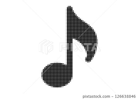 Halftone Musical Note Black Dot Pattern 126638846
