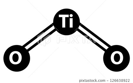 Titanium dioxide molecule. TiO2 titanium dioxide molecule sign. Titania molecule TiO2 consisting of titanium and oxygen symbol. Titanium dioxide molecule. TiO2 titanium dioxide molecule sign. Titania molecule TiO2 consisting of titanium and oxygen symbol. 126638922