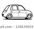 絕版微型車，後視圖，彩色風格的汽車插圖 126639029