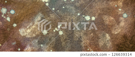 Watercolor brown, beige background, macro fragment hand-drawn abstract painting with paper texture, stains, vintage art 126639314