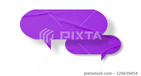 Purple speech bubble crumpled paper isolated on transparent background Purple speech bubble crumpled paper isolated on transparent background 126639454
