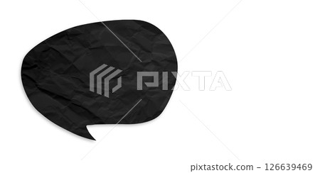 Black speech bubble crumpled paper isolated on transparent background Black speech bubble crumpled paper isolated on transparent background 126639469