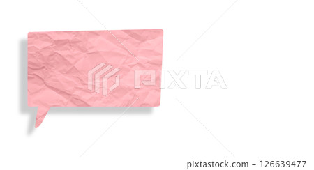 Pink speech bubble crumpled paper isolated on transparent background Pink speech bubble crumpled paper isolated on transparent background 126639477