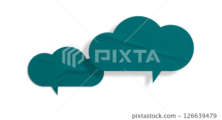 Green speech bubble crumpled paper isolated on transparent background 126639479