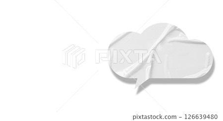 White speech bubble crumpled paper isolated on transparent background 126639480