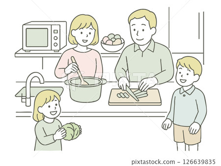 Cooking together as a family! Fun time in the kitchen 126639835