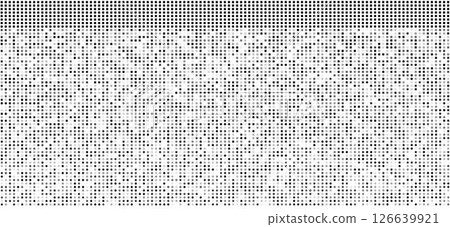 Abstract black halftone texture with dispersed square dots on a white background. Geometric pixel pattern for presentation design or banners. Abstract black halftone texture with dispersed square dots on a white background. Geometric pixel pattern for presentation design or banners. 126639921