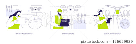 Agricultural drones isolated cartoon vector illustrations se Agricultural drones isolated cartoon vector illustrations se 126639929