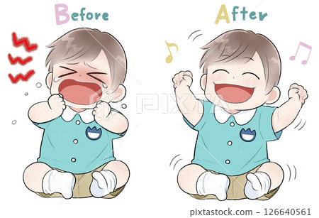 幼稚園的小男孩又哭又笑 126640561