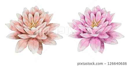 Frogs and dragonflies dwell among vibrant lilies in a watercolor marsh pattern design 126640686