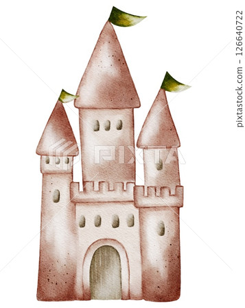 Whimsical fairy castle illustration for seamless textile patterns and wrapping designs Whimsical fairy castle illustration for seamless textile patterns and wrapping designs 126640722