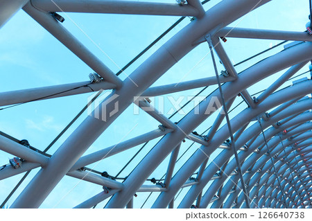 Architectural design features roof grid structure. High quality photo 126640738