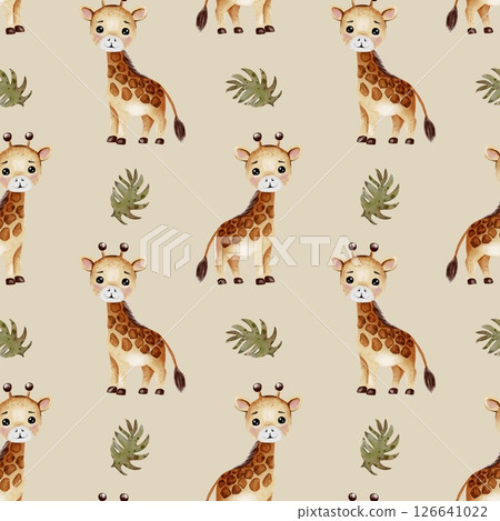 Giraffe watercolor pattern for textile and wrapping designs perfect for unique decor Giraffe watercolor pattern for textile and wrapping designs perfect for unique decor 126641022
