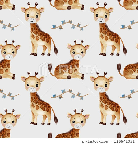 Giraffe watercolor pattern for textile and wrapping paper design Giraffe watercolor pattern for textile and wrapping paper design 126641031