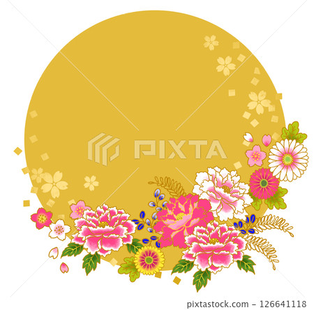 華麗的花卉日式框架日式圖案 126641118