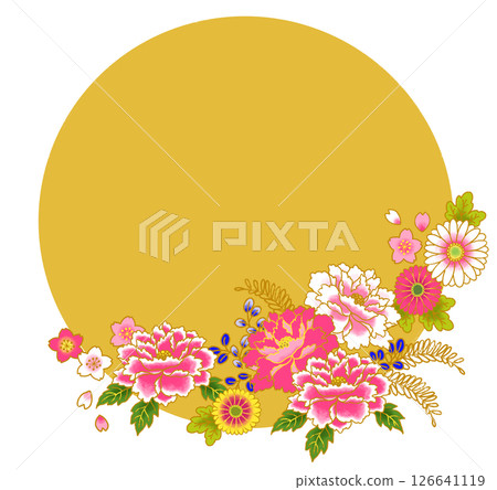 華麗的花卉日式框架日式圖案 126641119
