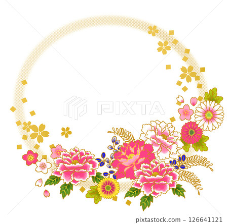 Gorgeous floral Japanese-style frame Japanese pattern Gorgeous floral Japanese-style frame Japanese pattern 126641121