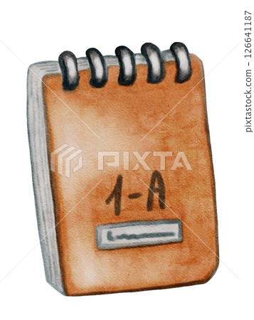 Creative watercolor pattern of school supplies in vibrant colors for educational themes 126641187