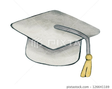 Creative watercolor graduation cap design for school supplies packaging and textile applications 126641189